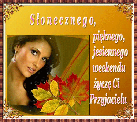 Kobieta życzy słonecznego pięknego jesiennego weekendu